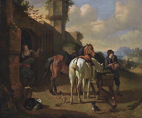 Rest at the trattoria, 1500, Pieter van Bloemen