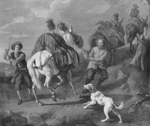 Three Mules with Drivers, , Pieter van Bloemen