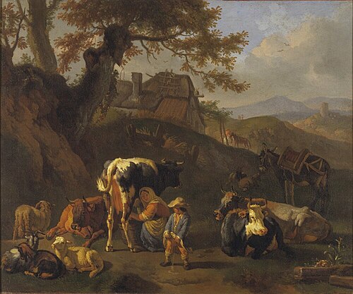 Milking-time, , Pieter van Bloemen
