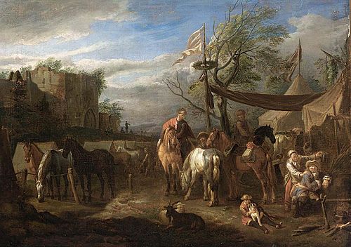 Riders Resting at a Military Encampment, 1675, Pieter van Bloemen