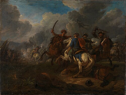 Fight between Horsemen, 1709, Pieter van Bloemen