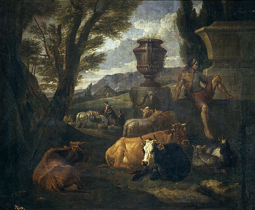 Paisaje romano (el Campo Vacino de Roma), 1704, Pieter van Bloemen