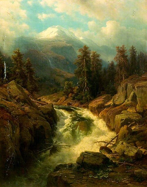 A Mountain Torrent, 1860, Johann Wilhelm Lindlar