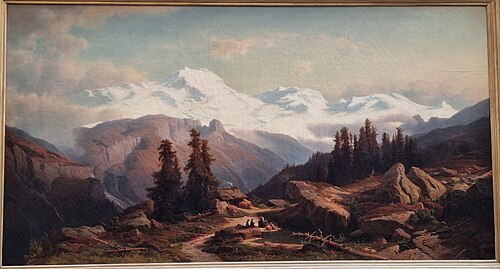 Le Mont Rosa : vue prise des montagnes de Panda, 1859, Johann Wilhelm Lindlar