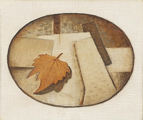 Stillleben mit Herbstblatt, 1928, Johann Tscharner