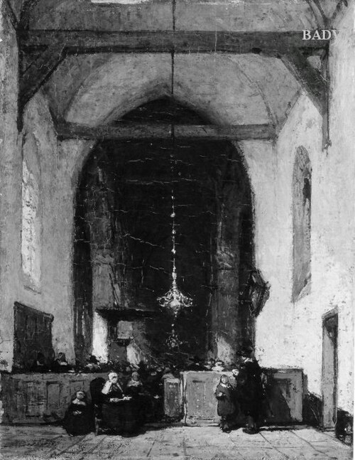 Kircheninneres mit Staffage, 1842, Johannes Bosboom