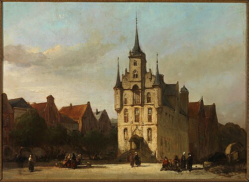 View on the Town Hall of Gouda, 1880, Johannes Bosboom
