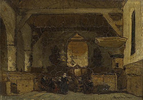 Intérieur de l'église de Maasland, 1870, Johannes Bosboom