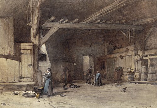 Interieur van een boerendeel bij Hilversum, 1850, Johannes Bosboom