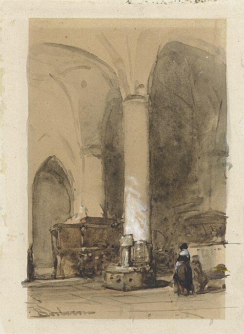 Interieur van de kerk te Hattem, 1851, Johannes Bosboom