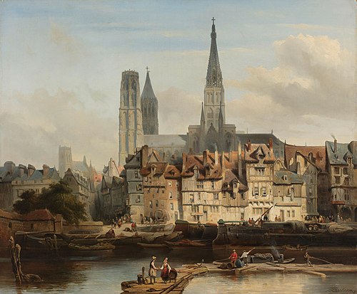 The Quay de Paris in Rouen, 1839, Johannes Bosboom
