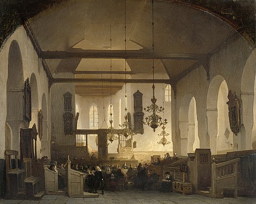 A Service in the Geertekerk, Utrecht, 1852, Johannes Bosboom