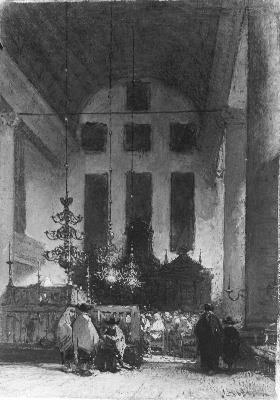 Interior of the Portuguese Synagogue, 1861, Johannes Bosboom