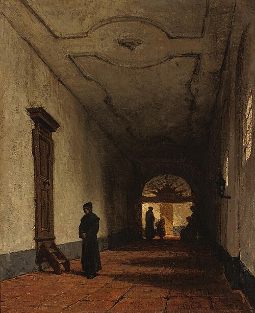 The Cloister of the Monastery of the Order of Friars Minor Conventual in Kleef, 1866, Johannes Bosboom