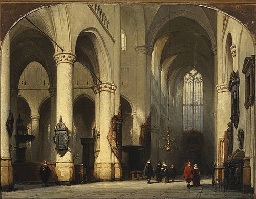 The Church of St Peter in Leiden, 1855, Johannes Bosboom