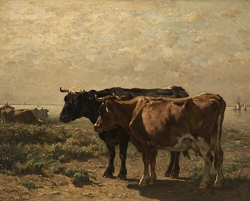 Cattle on the Banks of a Dutch River, 1872, Johannes Hubertus Leonardus de