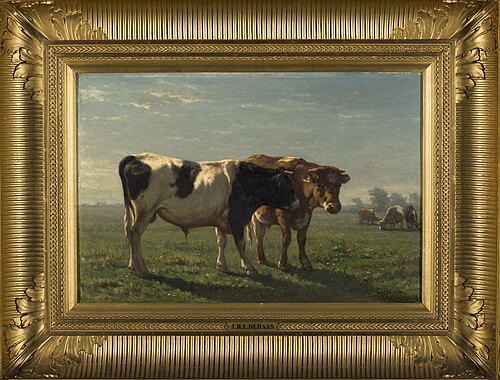 Two bulls in a meadow, a summers day, 1868, Johannes Hubertus Leonardus de