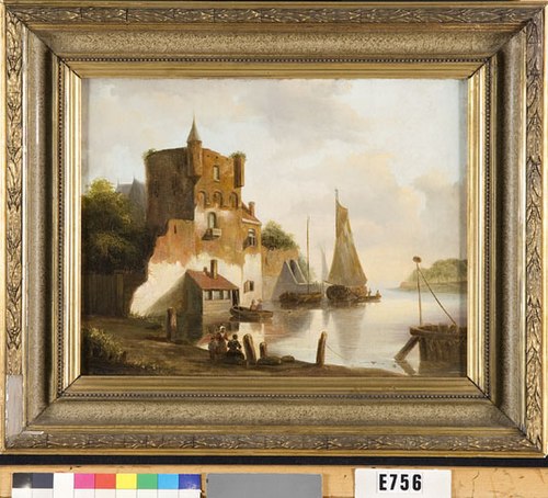 Kasteel aan een rivier, 1850, Johannes Hubertus Leonardus de