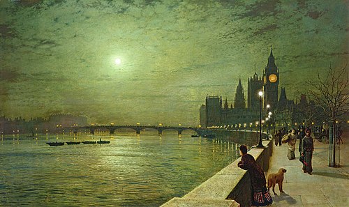 Reflections on the Thames, Westminster, 1880, John Atkinson Grimshaw