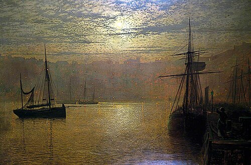 Lights in the Harbour, Scarborough, 1879, John Atkinson Grimshaw