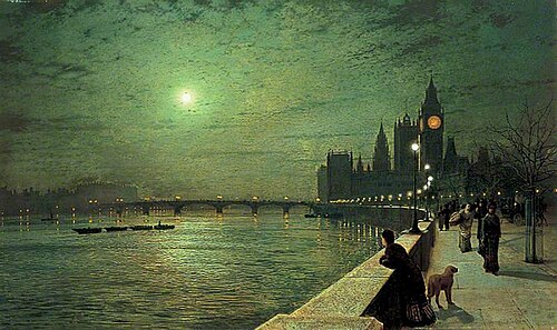 Reflections on the Thames, Westminster, London, 1880, John Atkinson Grimshaw
