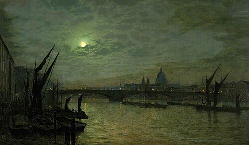 The Thames by Moonlight with Southwark Bridge, London, 1884, John Atkinson Grimshaw