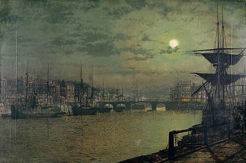 Baiting the Lines, Whitby, 1884, John Atkinson Grimshaw