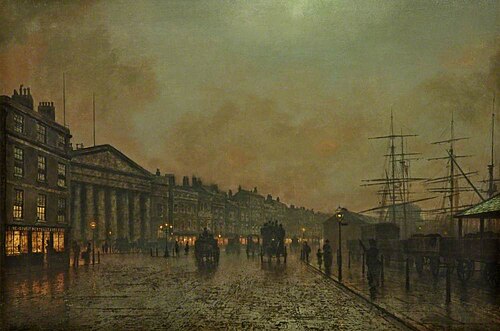The Custom House, Liverpool, Looking South, , John Atkinson Grimshaw