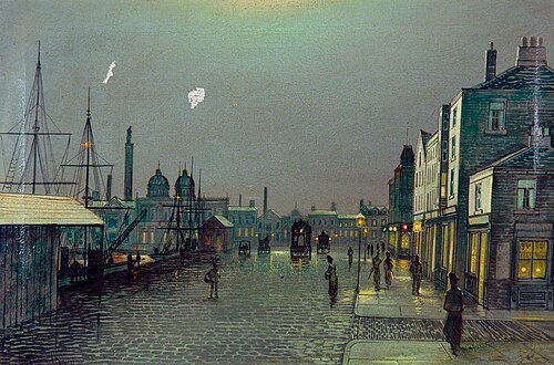 Evening Scene by the Docks, Hull, , John Atkinson Grimshaw