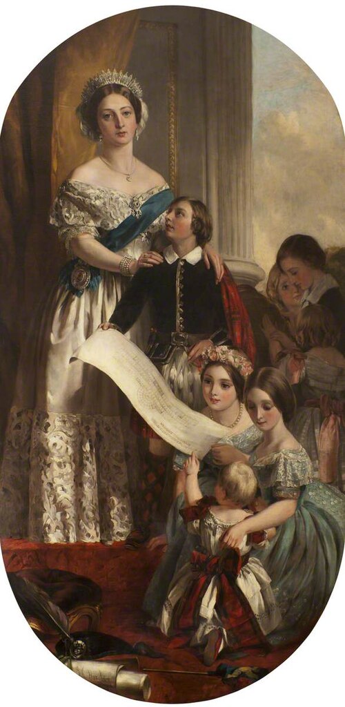 Queen Victoria with the Prince of Wales, the Princess Royal and Other Members of the Royal Family, 1864, John Callcott Horsley