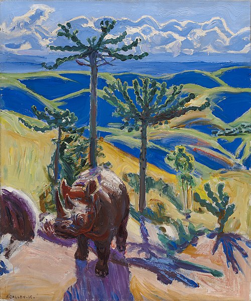 Rhinoceros and Euphorbia trees, 1910, Akseli Gallen-Kallela