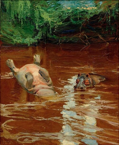 Hippos in the Tana River, 1909, Akseli Gallen-Kallela