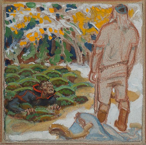 The Complete Kalevala, sketch. Väinämöinen singing., 1925, Akseli Gallen-Kallela