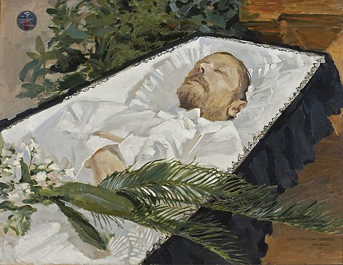 Lauri Kivekäs Lying in His Coffin, 1893, Akseli Gallen-Kallela
