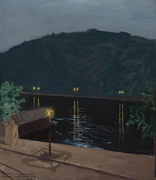 Night lights reflecting off the Danube, Budapest, 1908, Akseli Gallen-Kallela