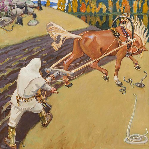Ilmarinen Ploughs a Field of Vipers, 1916, Akseli Gallen-Kallela