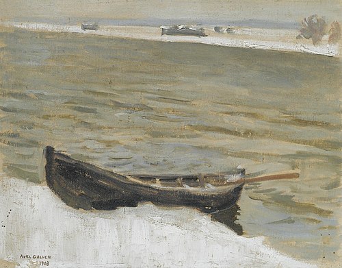 Boat moored on the river bank, 1903, Akseli Gallen-Kallela