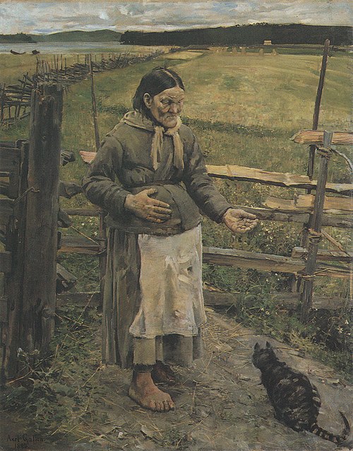 Vieille femme avec un chat, 1885, Akseli Gallen-Kallela