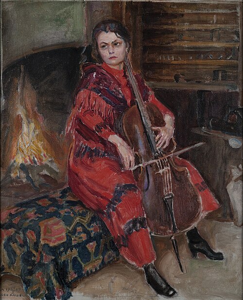 Kirsti Playing the Cello, 1917, Akseli Gallen-Kallela