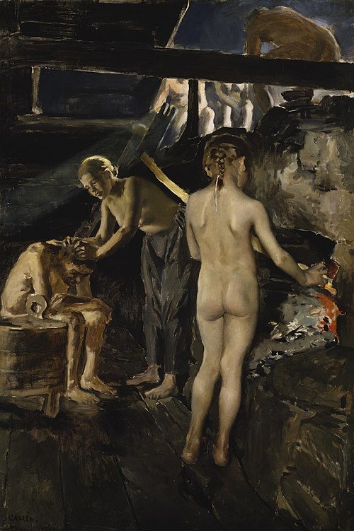 Au sauna, 1889, Akseli Gallen-Kallela