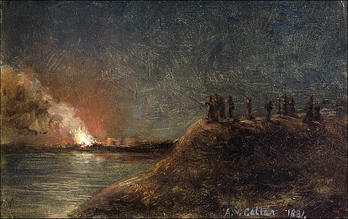 Fire watchers on the shore, 1881, Akseli Gallen-Kallela