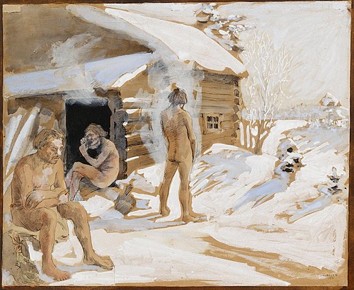 Outside the Sauna, 1891, Akseli Gallen-Kallela