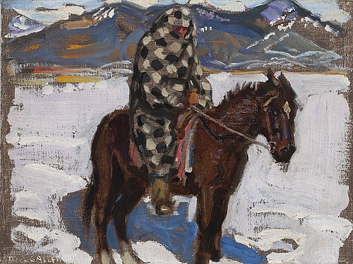 Indian on Horseback in Snow, 1925, Akseli Gallen-Kallela