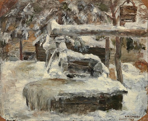 Snowy Courtyard, 1882, Akseli Gallen-Kallela