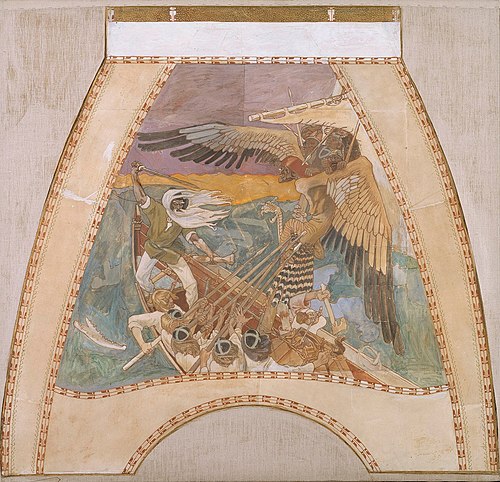 The defence of the Sampo, Sketch for the cupola frescos of the Finnish Pavilion in Paris 1900, 1899, Akseli Gallen-Kallela