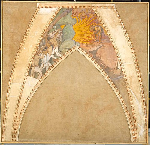 The forging of the Sampo, Sketch for the cupola frescos of the Finnish Pavilion in Paris, 1899, Akseli Gallen-Kallela