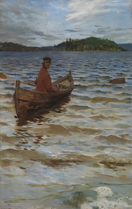 Rowing to the Shore, 1891, Akseli Gallen-Kallela