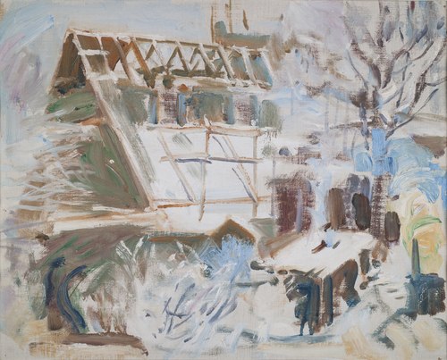 Tarvaspään ateljee rakenteilla, 1912, Akseli Gallen-Kallela