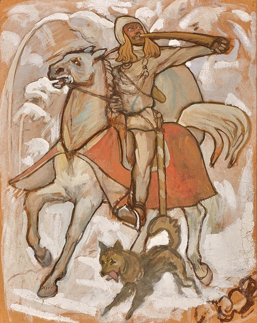 Kullervo Sets Off for War, sketch, 1897, Akseli Gallen-Kallela