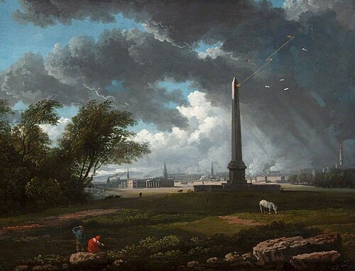 The Nelson Monument struck by Lightning, 1819, John Knox